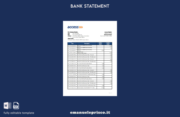 stile verificato Nigeria Accedi al modello Excel di estratto conto bancario